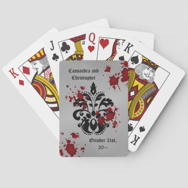 Damask Halloween Hochzeit Spielkarten (Rückseite)