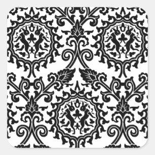 Damask Hare Pattern Quadratischer Aufkleber