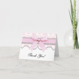 Damask Heart Pink Ribbon Babydusche Danke