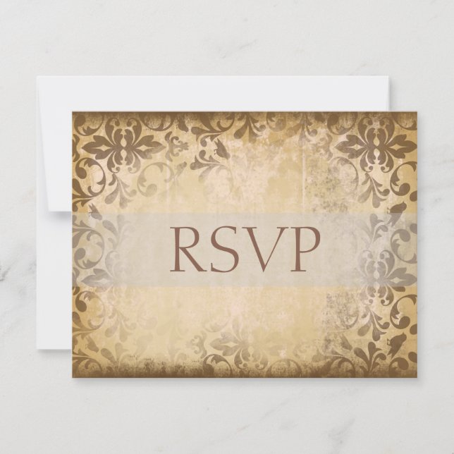 Damask Hochzeitungs-RSVP-Karten oder Antwortkarten RSVP Karte (Vorderseite)