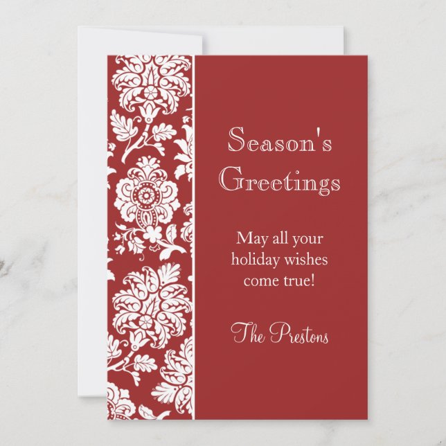 Damask Holiday Card Feiertagskarte (Vorderseite)