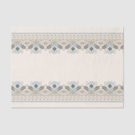 Damask Ikat Embroidery Boho Light Blue Decoupage Seidenpapier