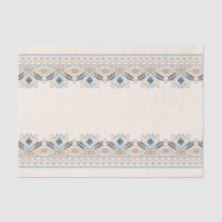 Damask Ikat Embroidery Boho Light Blue Decoupage Seidenpapier