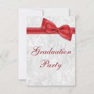Damask & Imitate Bow Girls Graduation Party Einladung