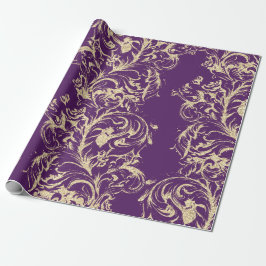 Damask Imitate Gold Royal Lila Antonietta Hütte Geschenkpapier