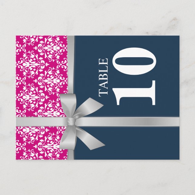 Damask-Imitate - Silber-Multifunktionsleisten-Tisc Postkarte (Vorderseite)