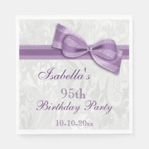 Damask & Imitats Bow Girls 95. Geburtstag Serviette