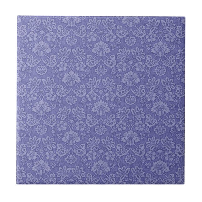 Damask in Blau Fliese (Vorderseite)