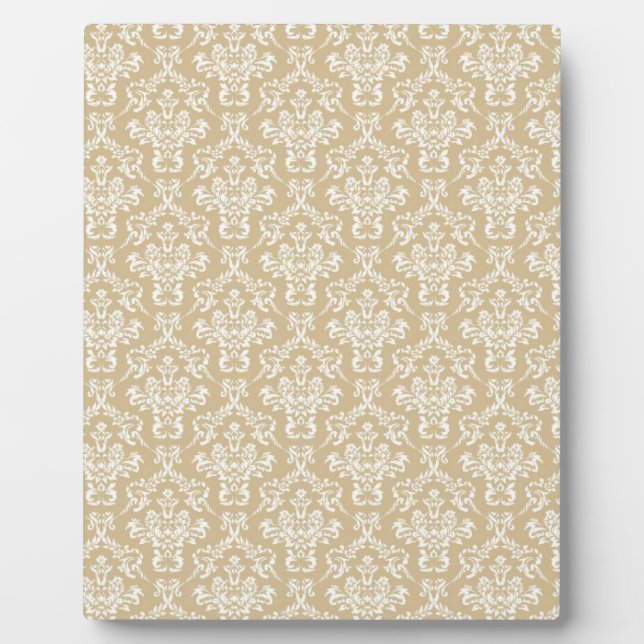 Damask in Cremefarbe Fotoplatte (Vorderseite)