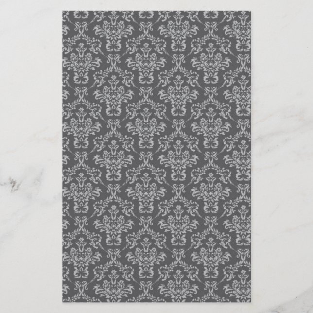 Damask in Grau Briefpapier (Vorderseite)