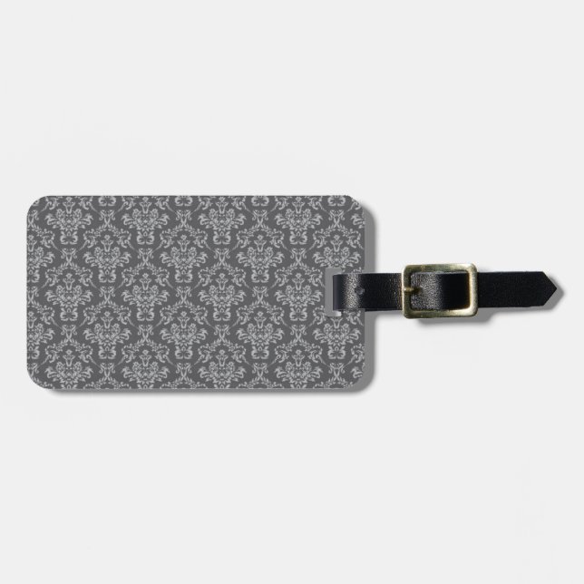 Damask in Grau Gepäckanhänger (Vorderseite horizontal)