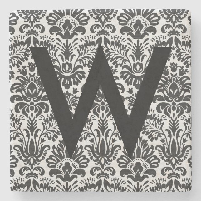 Damask Initial Steinuntersetzer (Vorderseite)