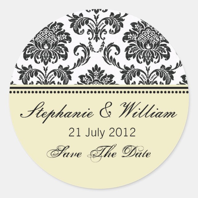Damask Ivory Wedding Sticker (Vorderseite)