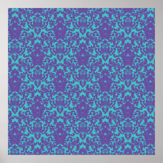 Damask Lace Lila Aquamarin Poster