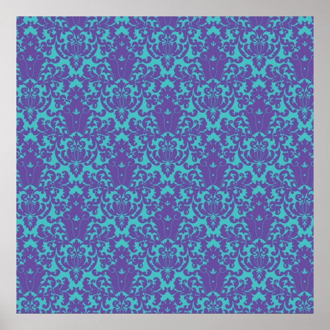 Damask Lace Lila Aquamarin Poster (Vorne)