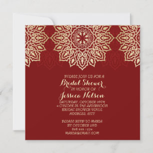 Damask Lace Luxury Red Brautparty Einladung