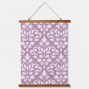 Damask Large Pattern Pink on Mauve Wandteppich Mit Holzrahmen