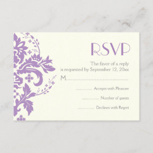 Damask lavender gray Elfenbeinhochzeit RSVP Antwor Karte