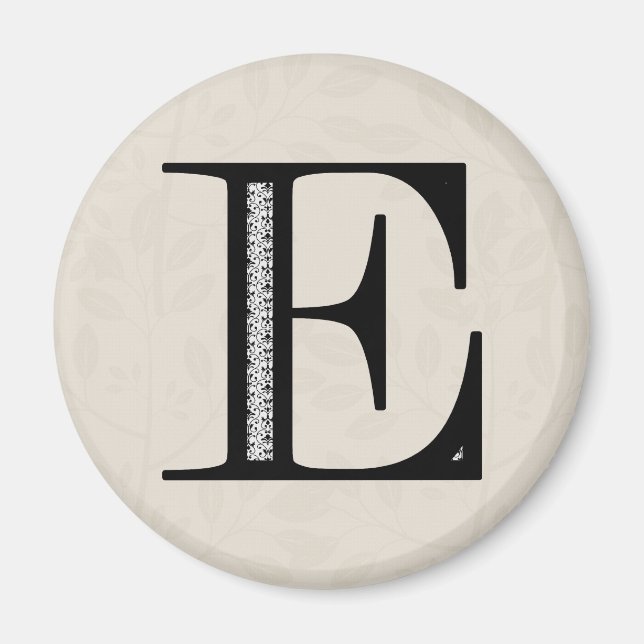 Damask Letter E - Black Magnet (Vorne)