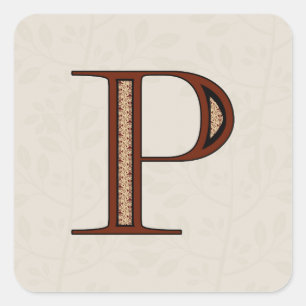 Damask Letter P - rot Quadratischer Aufkleber