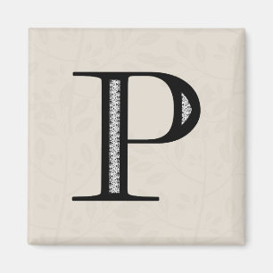 Damask Letter P - Schwarz Magnet