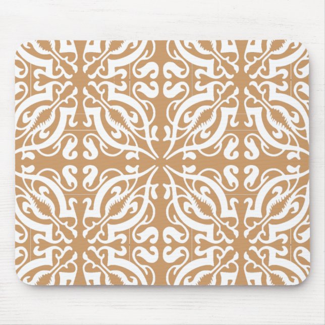 Damask - Light Brown & White Mousepad (Vorne)