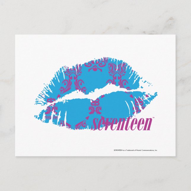 Damask Lila-Aqua Postkarte (Vorderseite)