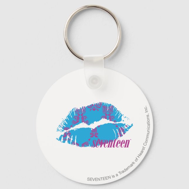 Damask Lila-Aqua Schlüsselanhänger (Vorderseite)