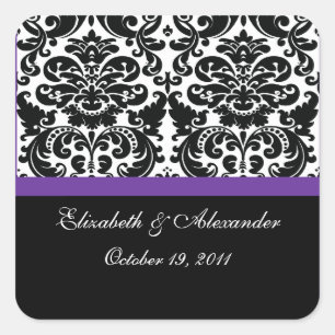 Damask Lila Brautparty Square Sticker