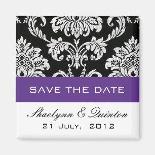 Damask Lila Save the Date Hochzeitserklärung Magnet