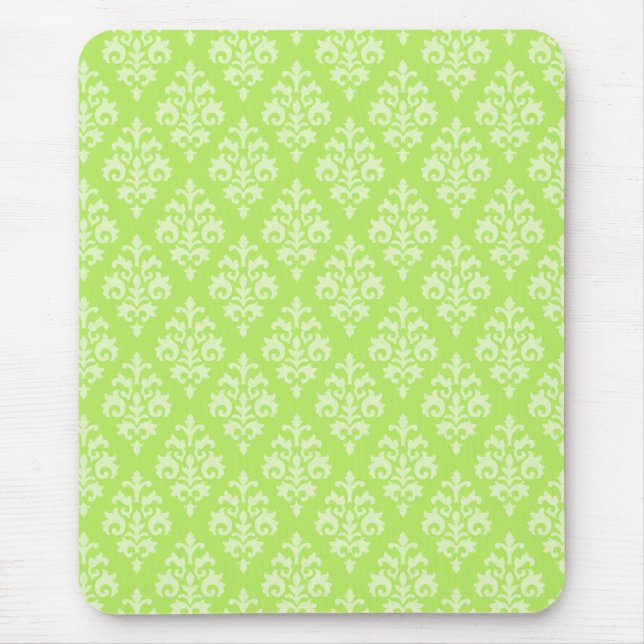 Damask Lime Green Pattern Mousepad (Vorne)