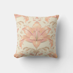 Damask luxuriöse Textur der Blume Pfirsichlilie Bl Kissen