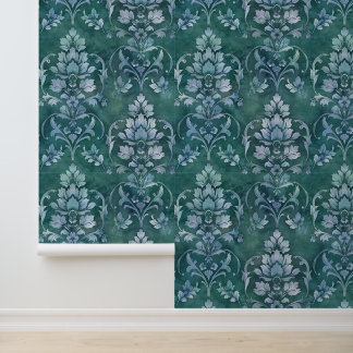 Damask luxuriöse Textur der ozeandekorativen Blume Tapete