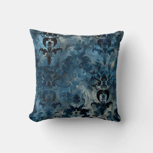 Damask Luxus Grunge klassische Textur tiefblau Kissen