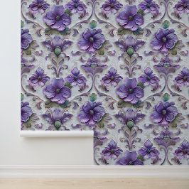 Damask Luxus Prägung Textur lila viola Blüte Tapete