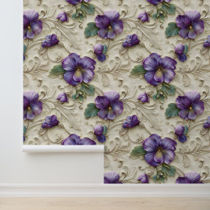 Damask Luxus Prägung Textur lila viola Blüte Tapete