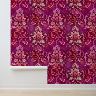 Damask Luxus-Textur pinkfarbener dekorativer Blume Tapete