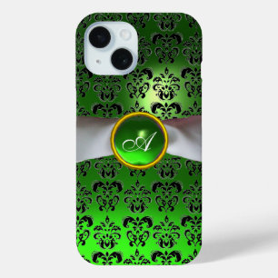 DAMASK MÄDLICH MONOGRAMM, grünes, weißes Band iPhone 15 Hülle