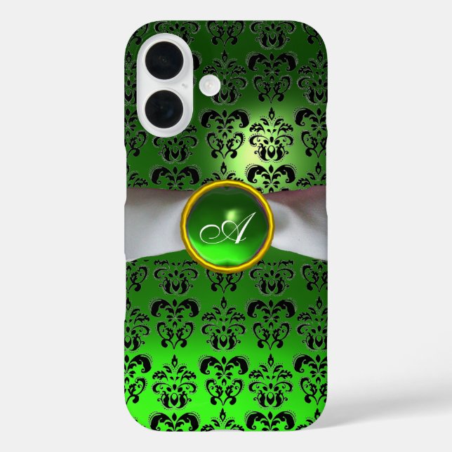 DAMASK MÄDLICH MONOGRAMM, grünes, weißes Band Case-Mate iPhone Hülle (Rückseite)