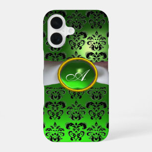 DAMASK MÄDLICH MONOGRAMM, grünes, weißes Band iPhone 16 Hülle