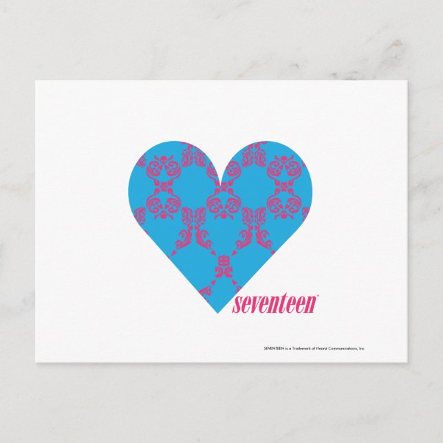 Damask Magenta-Aqua 3 Postkarte (Vorderseite)