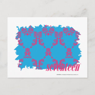 Damask Magenta-Aqua 4 Postkarte
