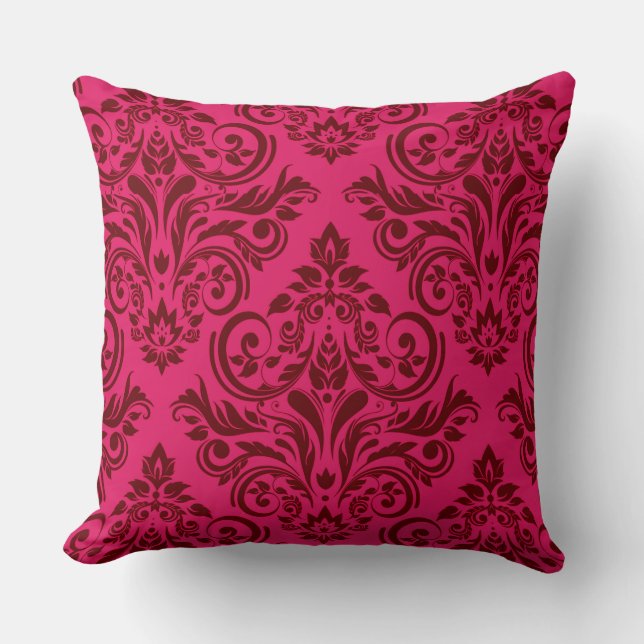 Damask - Magenta claret Kissen (Vorderseite)