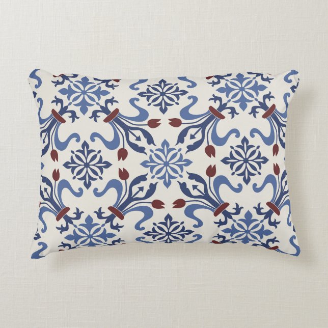 Damask Majolica Tile Design Dekokissen (Vorderseite)