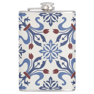 Damask Majolica Tile Design Flachmann