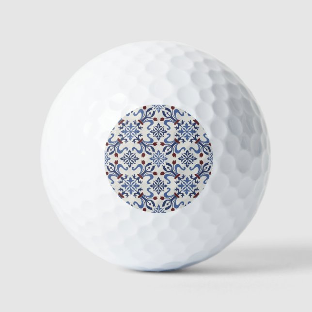 Damask Majolica Tile Design Golfball (Vorderseite)