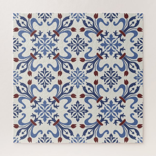 Damask Majolica Tile Design Puzzle (Vertikal)