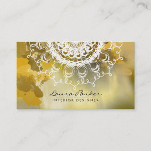 Damask Mandala Watercolor Goldene Flagge Visitenkarte