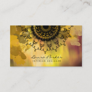 Damask Mandala Watercolor Goldene Flagge Visitenkarte