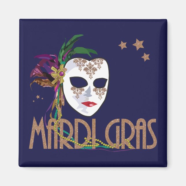 Damask Mardi Gras Mask Magnet (Vorne)